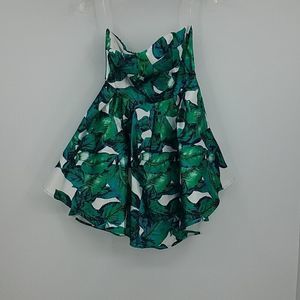 CALS green and white strapless cocktail dre